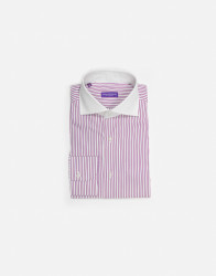Patrick Hellmann Collection White Shirt With Purple Candy Stripes thumbnail
